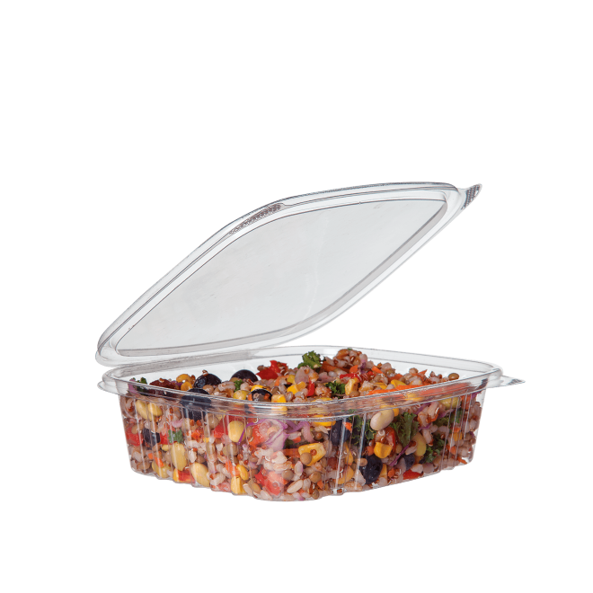 32 oz. BPA Free Food Grade Clarified Hinged Container with Lid - 200 count  - ePackageSupply